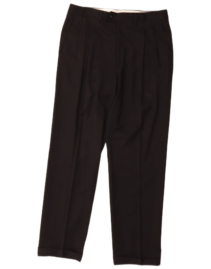 Pantaloni de costum pentru bărbați Marks & Spencer L34 L31 Lână neagră
