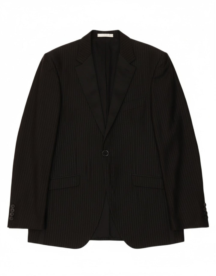 CARLO PIGNATELLI Mens 1 Button Blazer Jacket IT 52 XL Black Pinstripe Vintage Carlo Pignatelli and Second-Hand Carlo Pignatelli from Messina Hembry 