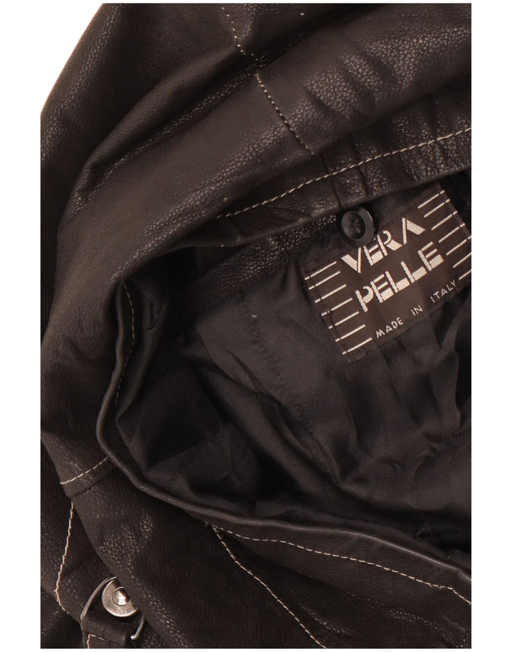 Jachetă de piele vintage pentru bărbați UK 44 2XL din piele neagră