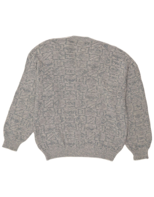 Pulover Vintage pentru bărbați cu decolteu în V IT 54 XL Bumbac geometric albastru