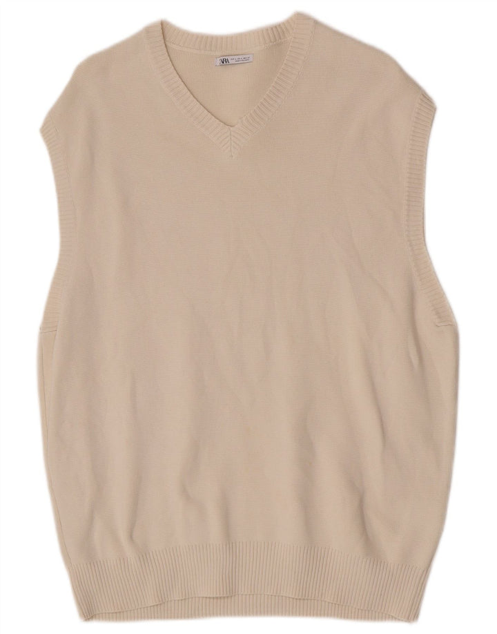 Zara Barbati Vesta Tank Top Mare Bumbac Alb