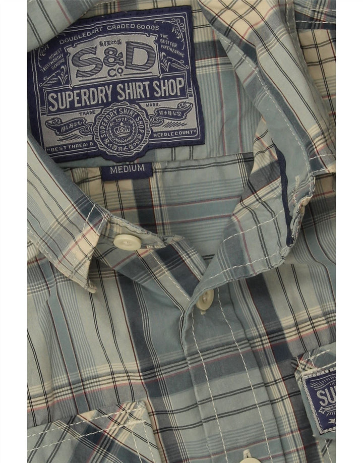 Cămașă pentru bărbați Superdry, bumbac cu carouri albastru mediu