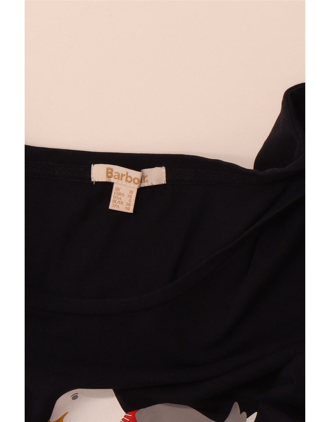 BARBOUR Top cu grafică pentru femei cu mânecă lungă UK 10 Mic bleumarin de Crăciun