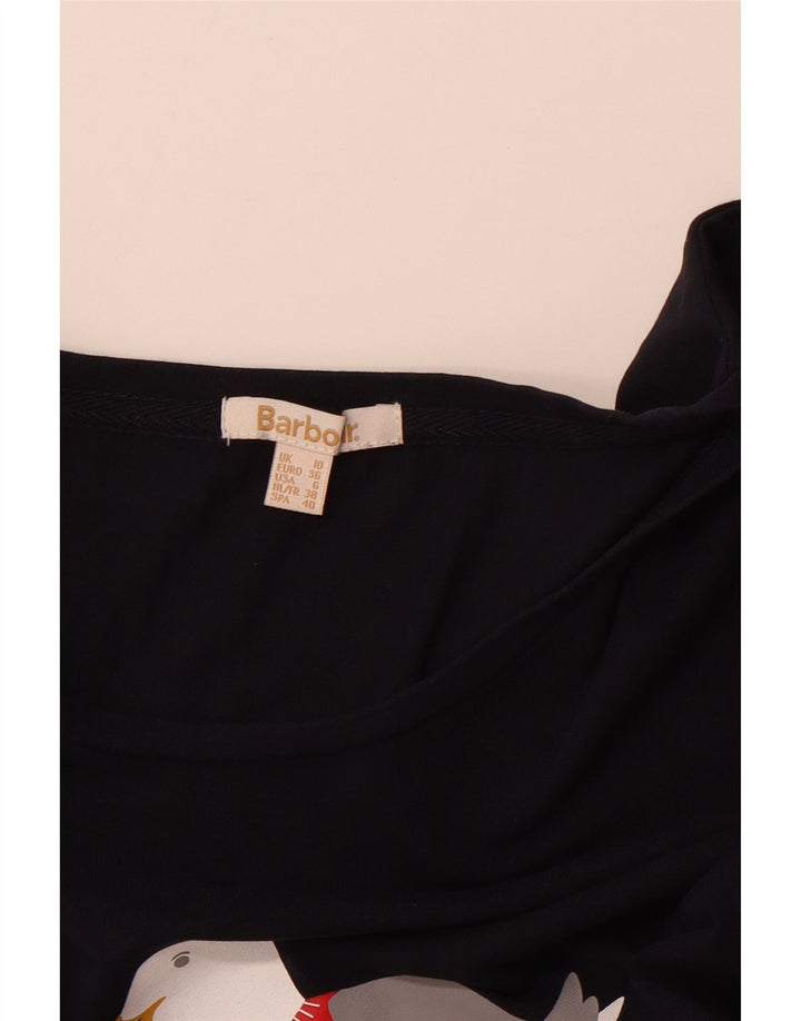 BARBOUR Top cu grafică pentru femei cu mânecă lungă UK 10 Mic bleumarin de Crăciun