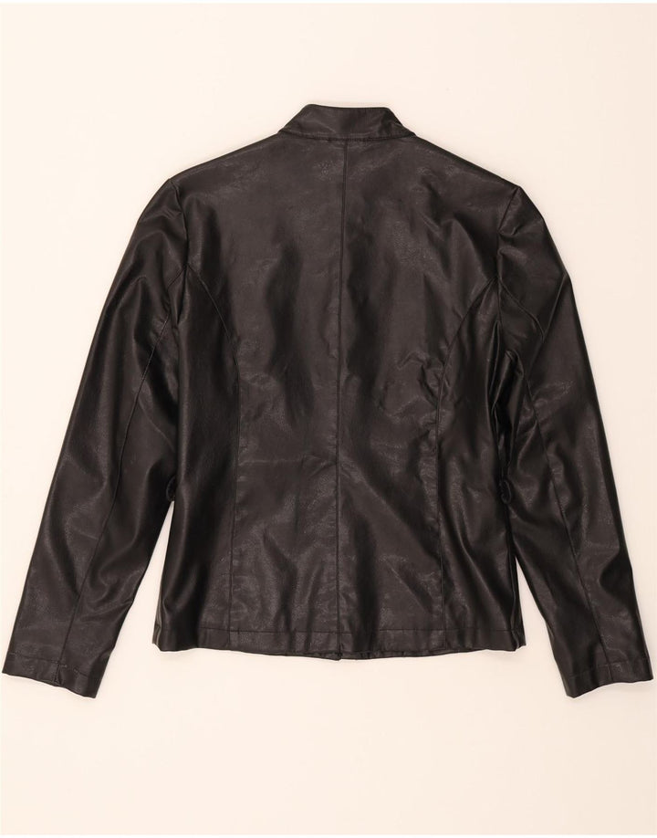 SASHA Womens Faux Leather Jacket UK 12 Medium Black PVC Vintage Sasha and Second-Hand Sasha from Messina Hembry 