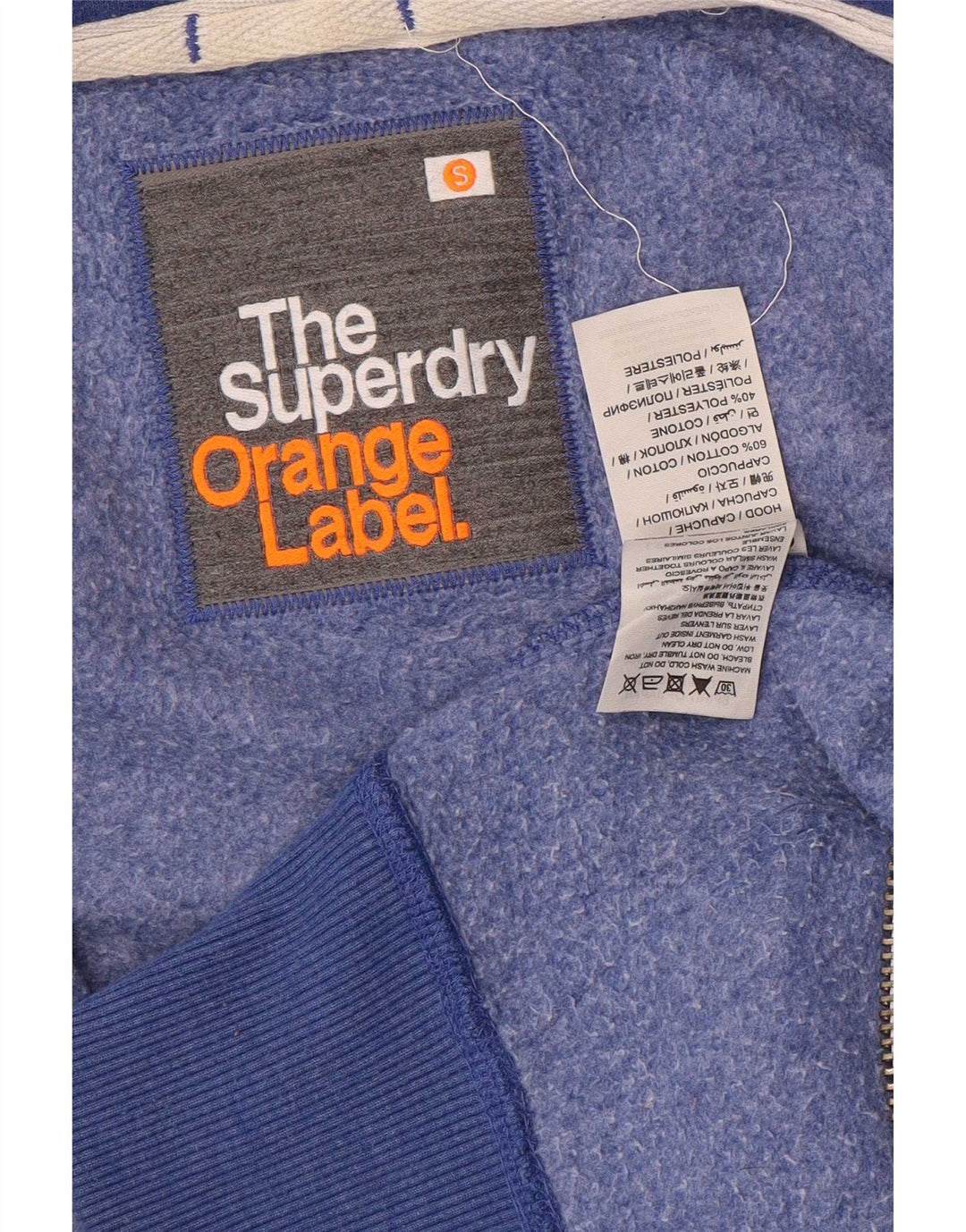 Pulover Superdry pentru bărbați, cu fermoar, bumbac, albastru