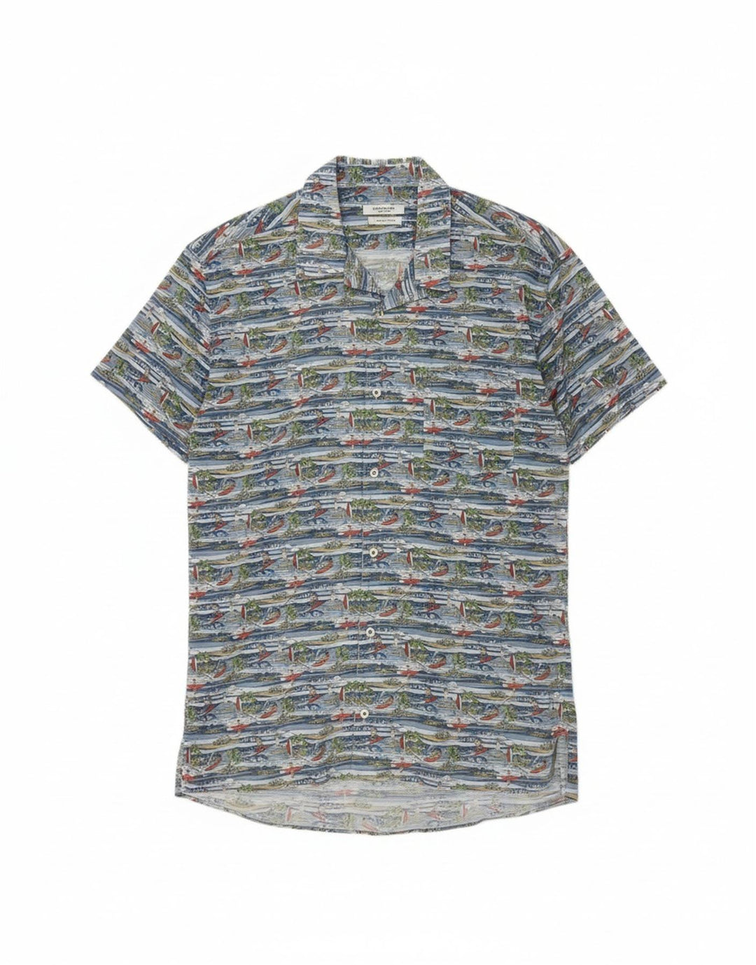 GUTTERIDGE Mens Shirt Size 15 1/2 39 Medium Blue Floral Hawaiian
