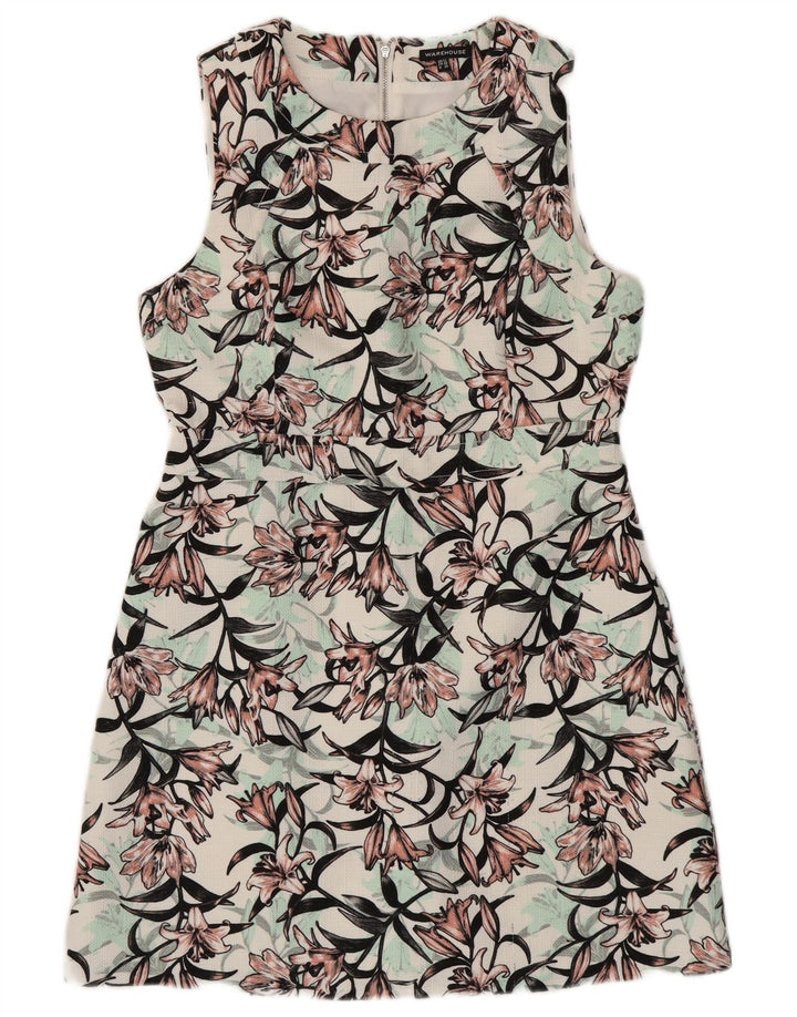 WAREHOUSE Womens Sleeveless Sheath Dress UK 12 Medium Multicoloured Floral