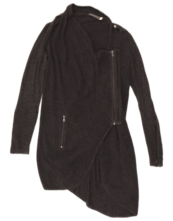 MINT VELVET Pulover Cardigan Asimetric pentru Femei UK 8 Mic Gri Viscoză