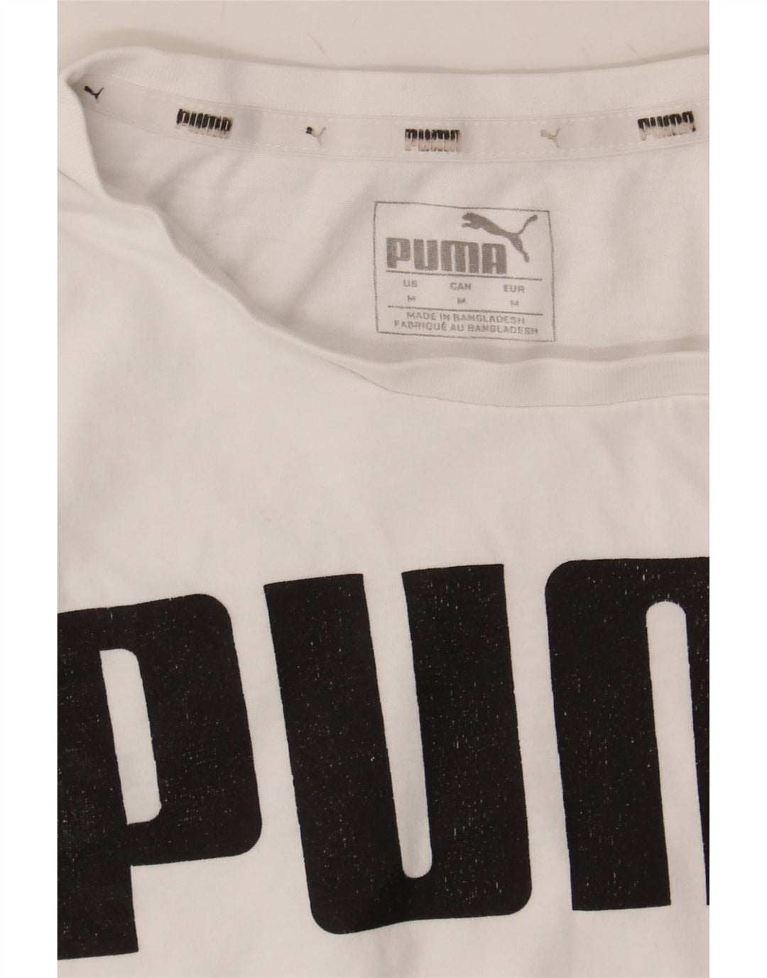 PUMA Womens Graphic T-Shirt Top UK 14 Medium White Cotton Vintage Puma and Second-Hand Puma from Messina Hembry 