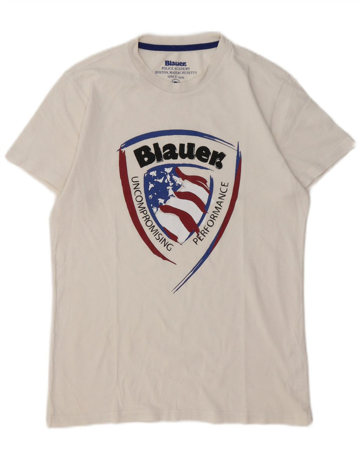 BLAUER Tricou grafic pentru baieti Top 13-14 ani bumbac alb