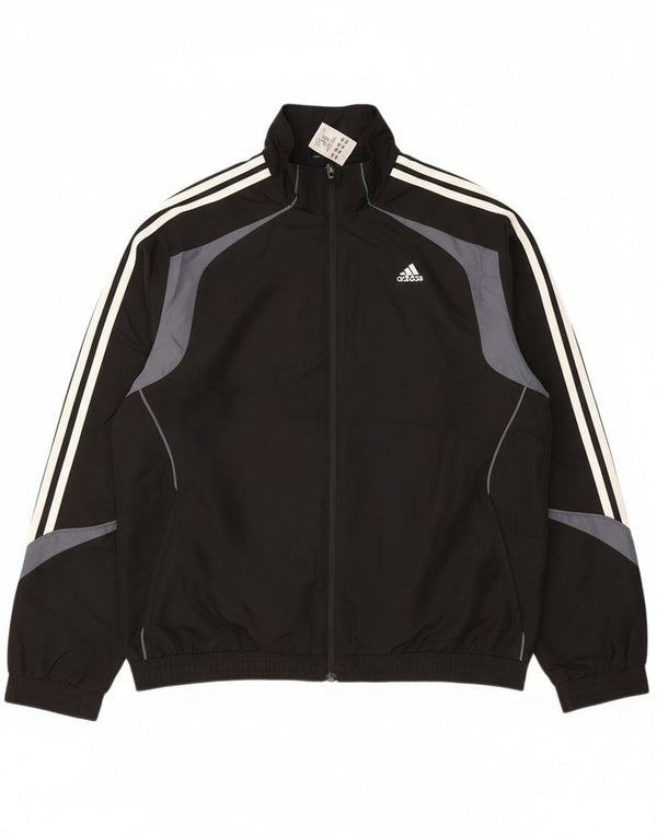 Adidas Mens Tracksuit Top Jacket UK 42/44 Large Black Colourblock Polyester