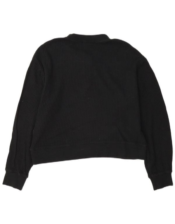 Pulover Vans pentru femei, supradimensionat, cu decolteu cu nasturi, mic, negru
