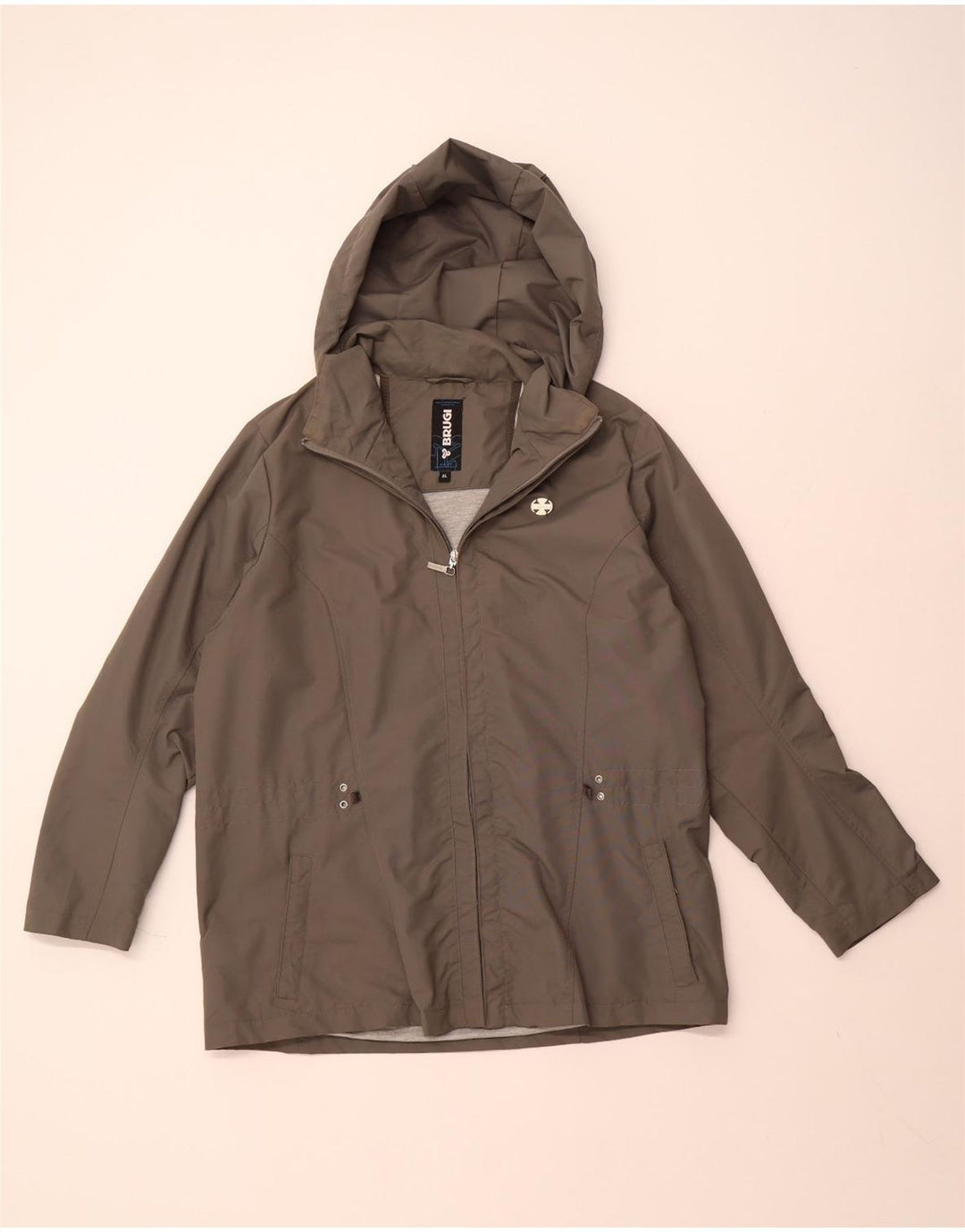 BRUGI Jachetă de ploaie cu glugă pentru femei UK 18 XL poliamidă gri