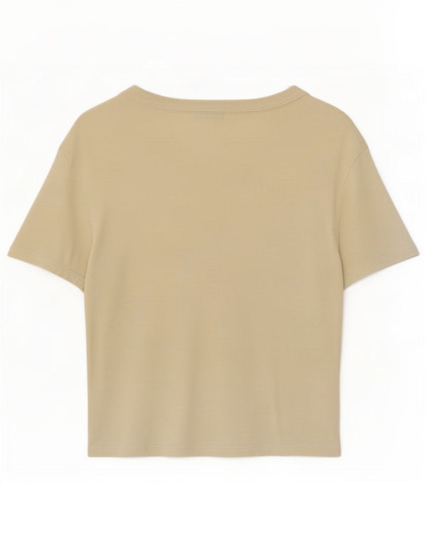 Benetton Womens Crop T-Shirt Top UK 12 Medium Beige