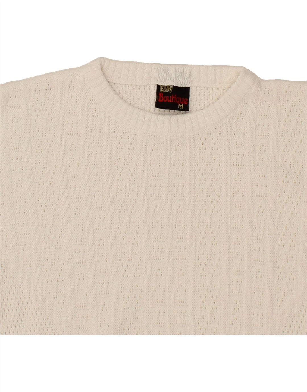 VINTAGE Womens Crew Neck Jumper Sweater UK 12 Medium White Vintage Vintage and Second-Hand Vintage from Messina Hembry 