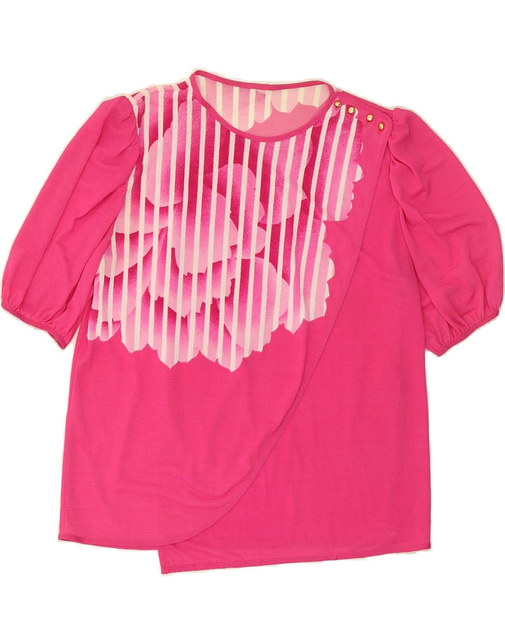 VINTAGE Womens Blouse Top UK 14 Medium Pink Floral Vintage Vintage and Second-Hand Vintage from Messina Hembry 