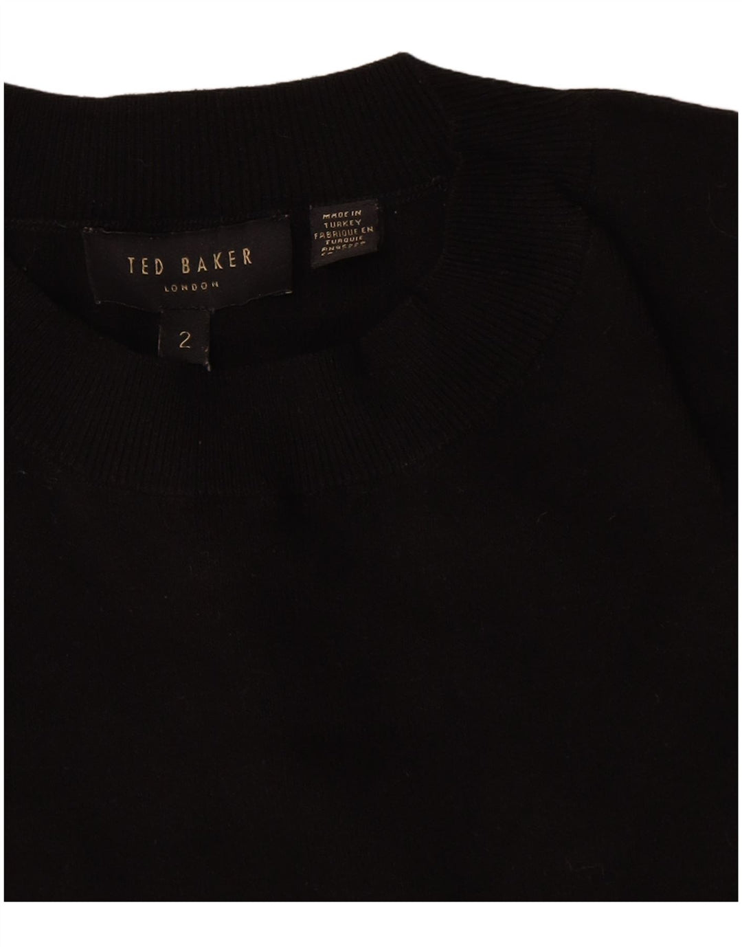 Pulover Ted Baker pentru damă, cu grafică, cu decolteu, mărimea 2, negru