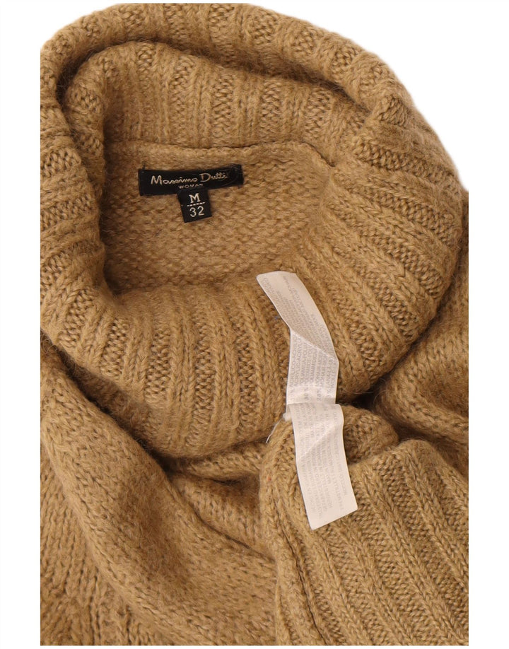 Pulover pentru femei Massimo Dutti cu gât rulat UK 12 Medium Bej Acrilic