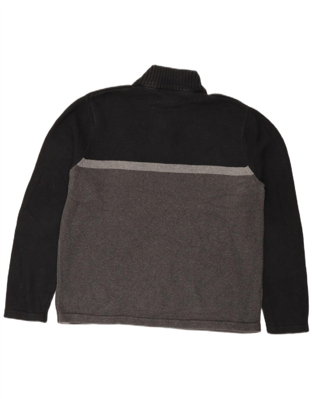 Pulover pentru bărbați Eddie Bauer, cu fermoar, cu gât, bumbac mare, negru, bloc de culoare