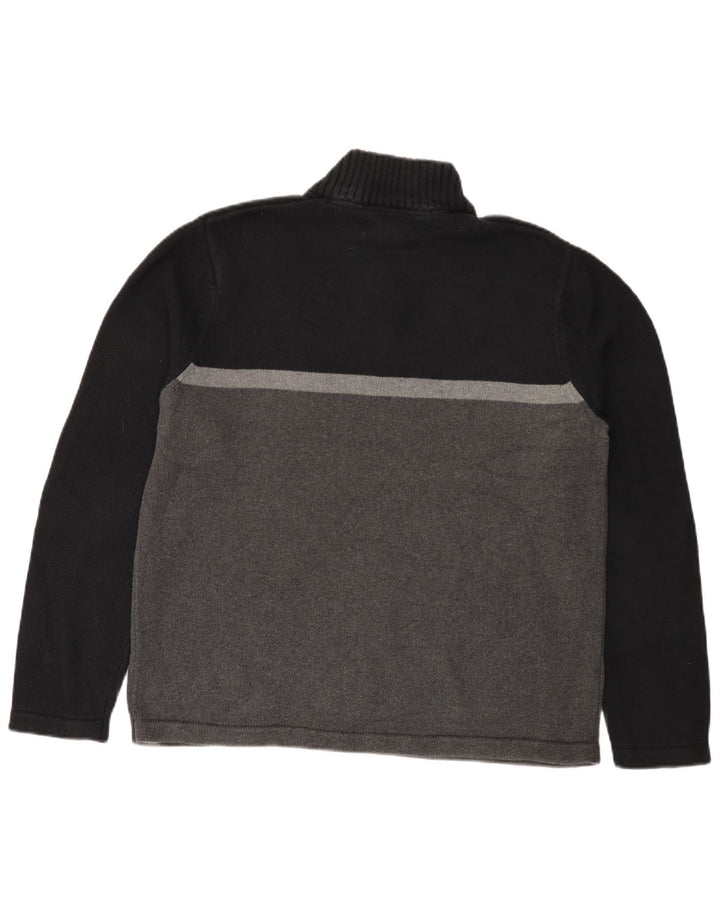 Pulover pentru bărbați Eddie Bauer, cu fermoar, cu gât, bumbac mare, negru, bloc de culoare