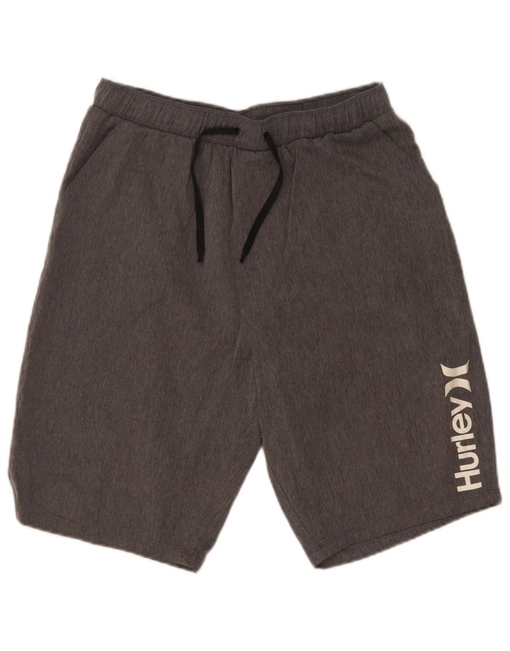 Pantaloni scurți sport grafic Hurley pentru bărbați, poliester cu pături mici, gri