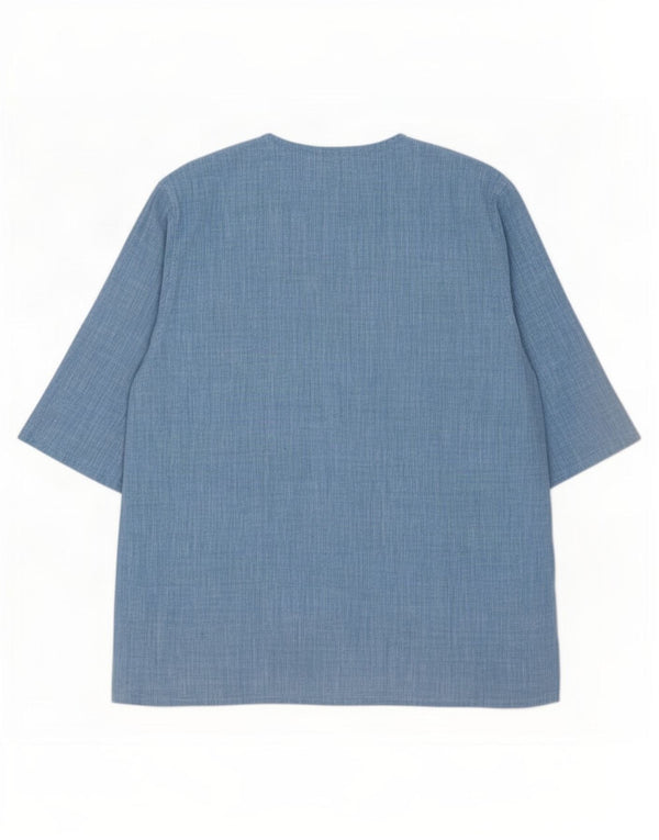Bluză cămașă cu mânecă scurtă pentru femei vintage UK 18 XL in albastru