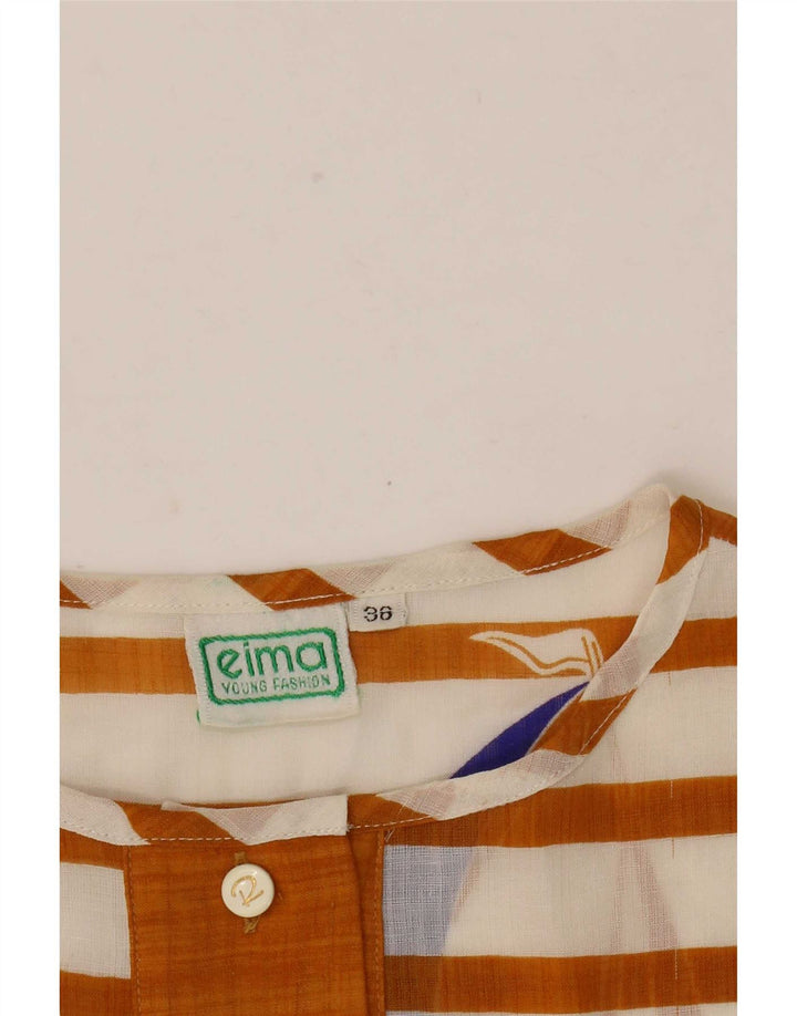 Bluză supradimensionată cu grafică vintage pentru femei EU 36, maro, cu dungi mici
