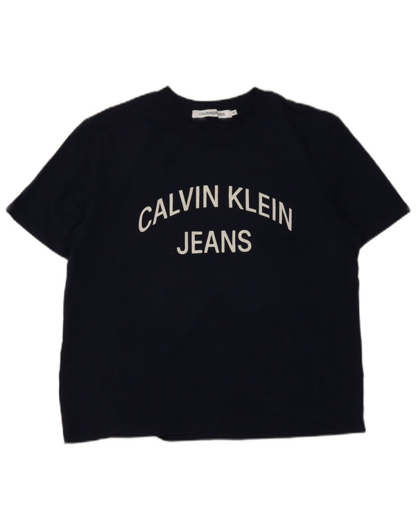 Tricou grafic pentru femei Calvin Klein Jeans Top UK 12 Medium Bleumarin