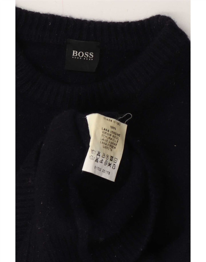Pulover Hugo Boss pentru bărbați, cu gât crew, lână, albastru, mediu