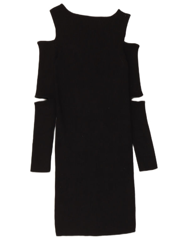 Rochie Bodycon cu umeri decupați Zara pentru femei UK 12, viscoză medie neagră