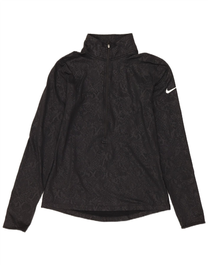 Top de trening NIKE Dri Fit Pullover pentru femei UK 12 Medium Black Animal Print