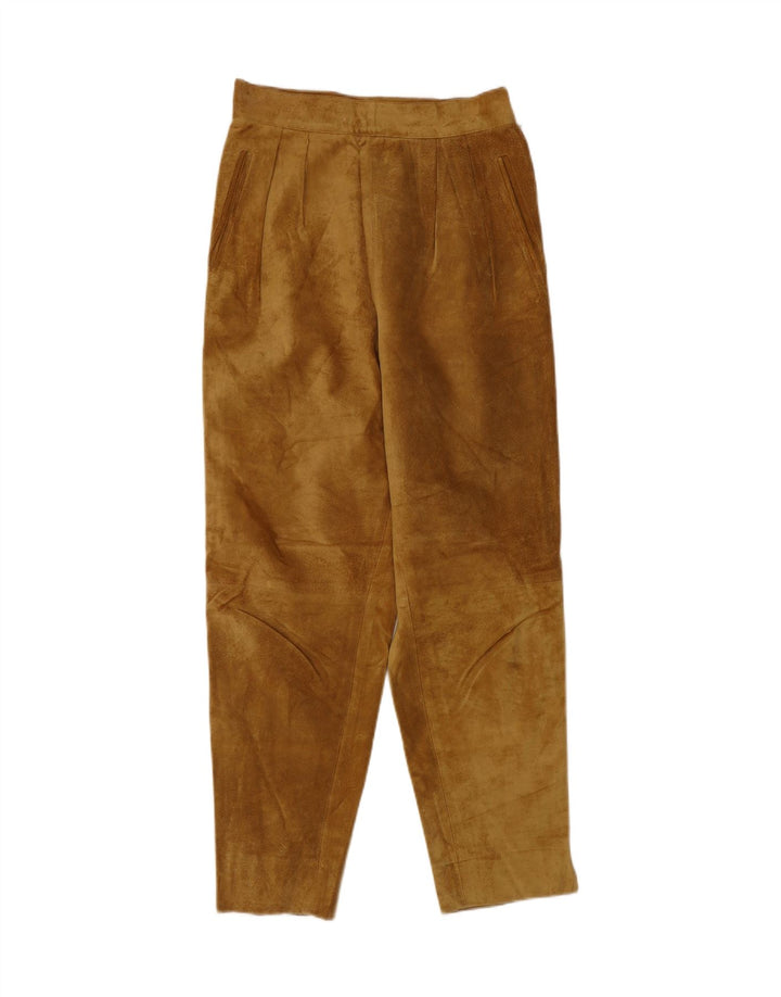 VINTAGE Womens Pegged Suede Trousers IT 42 Medium W26 L25 Beige Vintage Vintage and Second-Hand Vintage from Messina Hembry 