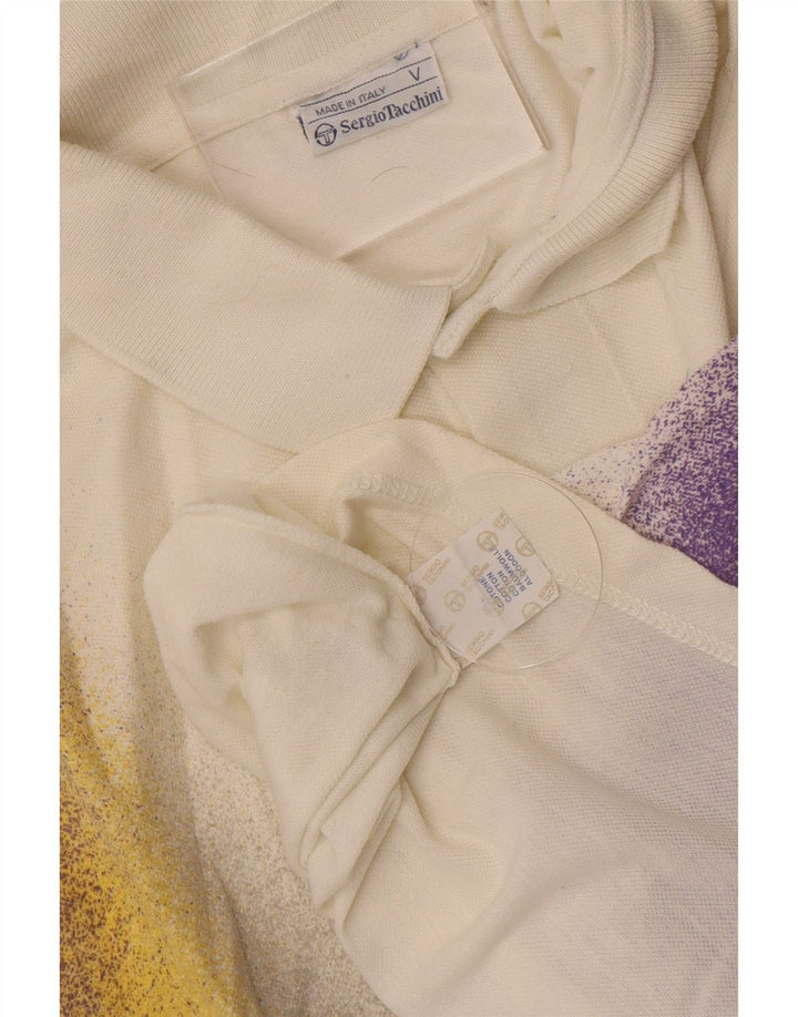 Tricou polo Sergio Tacchini pentru bărbați, mare, alb, din bumbac color bloc