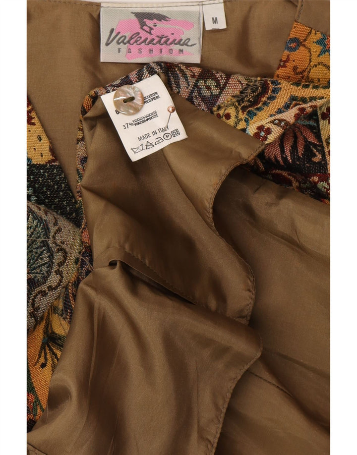 Vestă VINTAGE pentru femei UK 12 Medium Beige Paisley Poliester