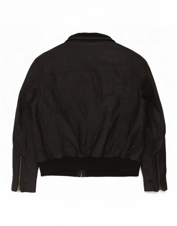 Geacă din piele pentru bărbați Marks & Spencer Autograph Sherpa UK 42 XL Negru