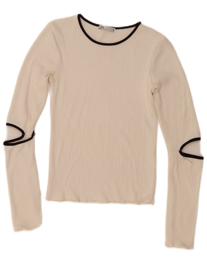 Top femeie Zara cu mânecă lungă UK 8 Small White