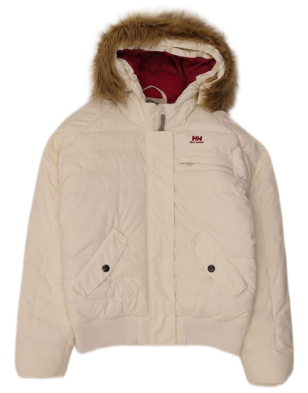 Jachetă căptușită cu glugă pentru femei Helly Hansen UK 12 Nylon alb mediu