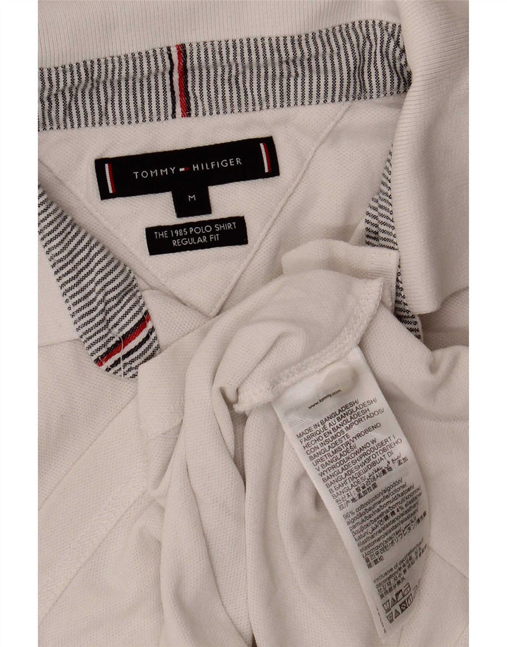 Cămașă polo Tommy Hilfiger pentru bărbați, bumbac alb mediu