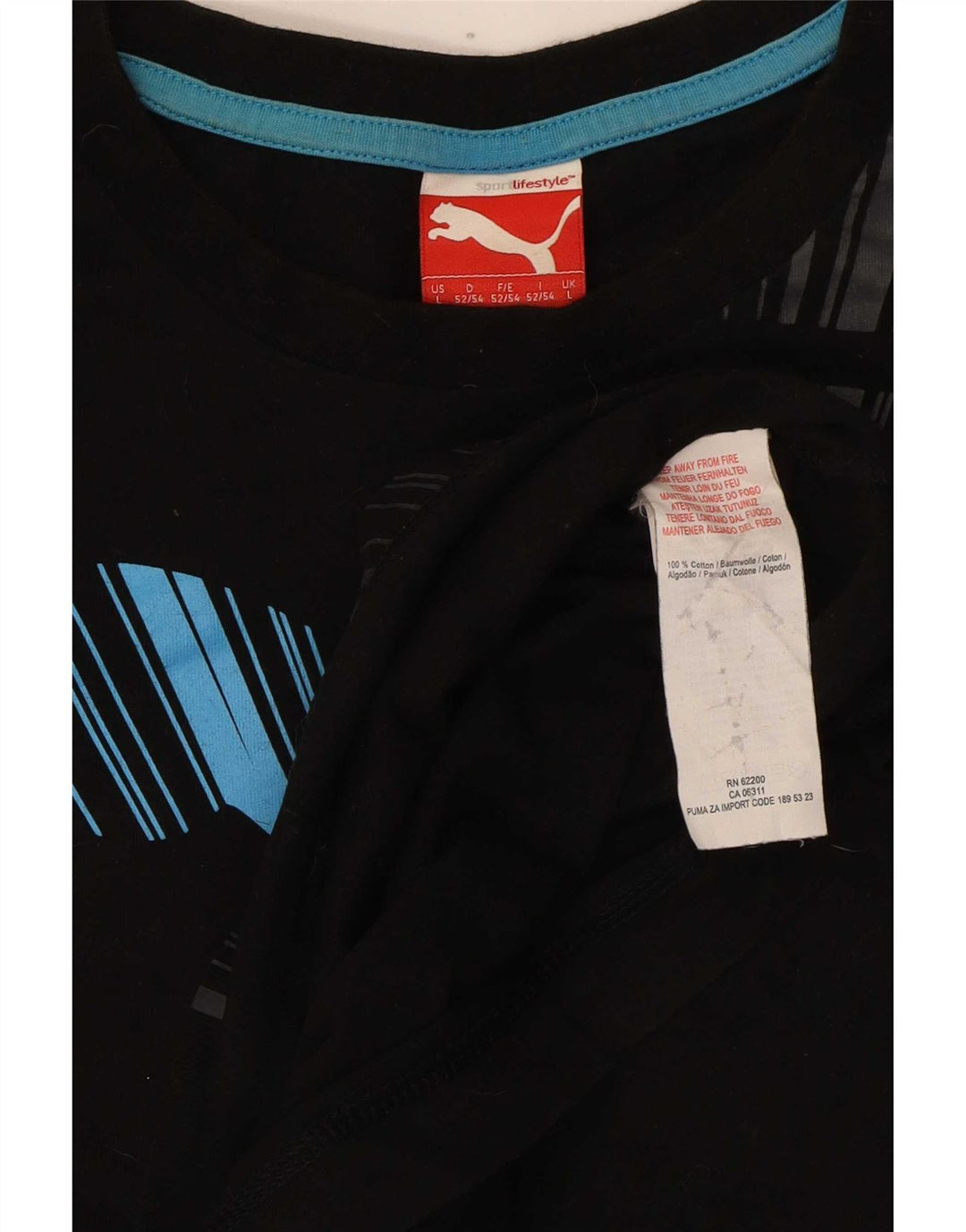 Tricou grafic Puma pentru bărbați Top mare din bumbac negru