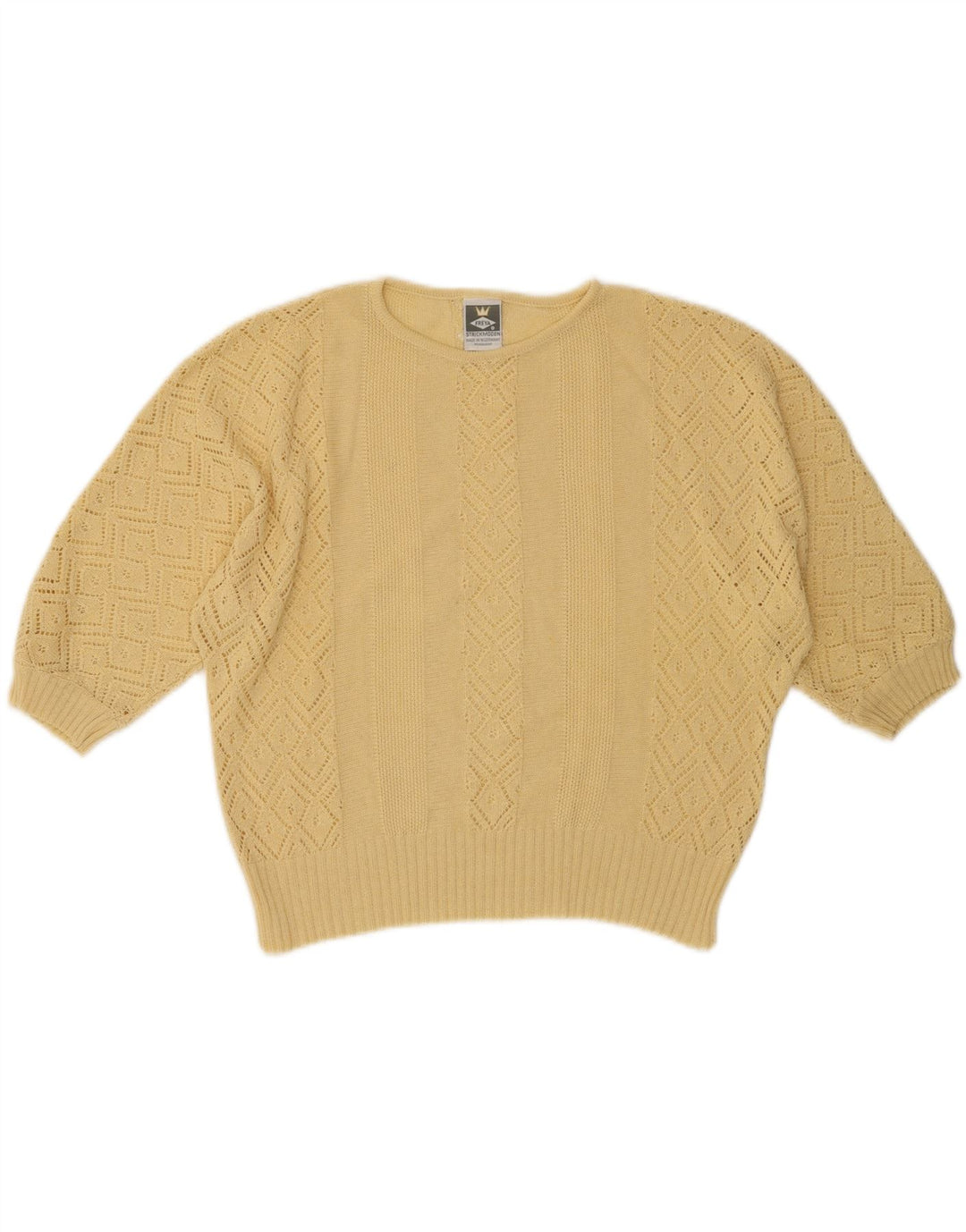 FREYA Womens Oversized Crew Neck Jumper Sweater EU 42 Large Yellow Vintage Freya and Second-Hand Freya from Messina Hembry 