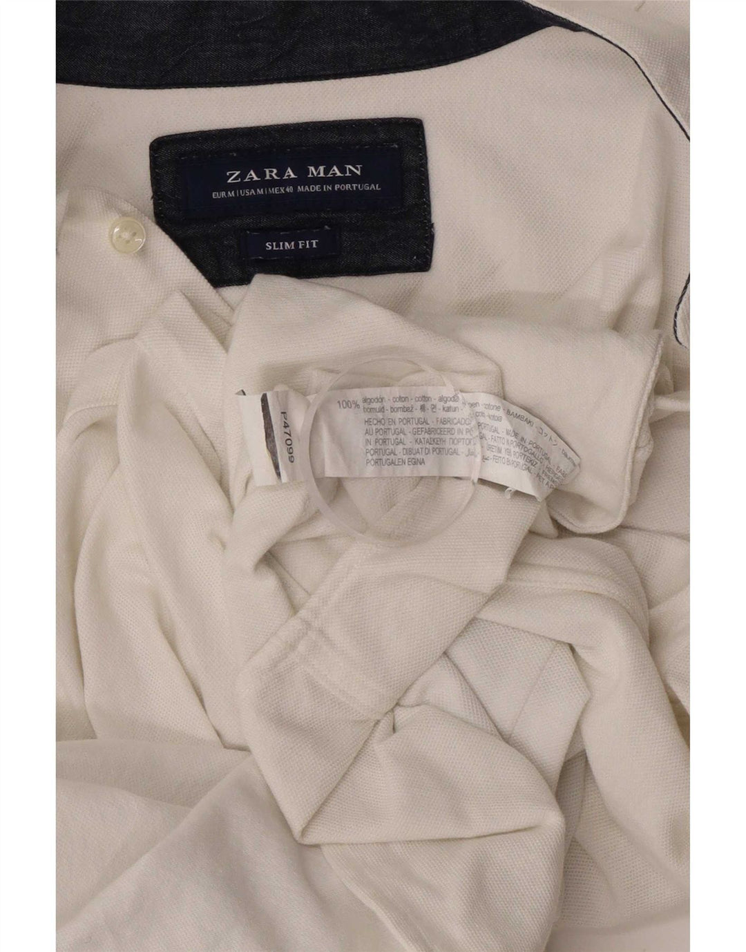 Cămașă pentru bărbați Zara, cu mânecă scurtă, slim fit, bumbac alb mediu