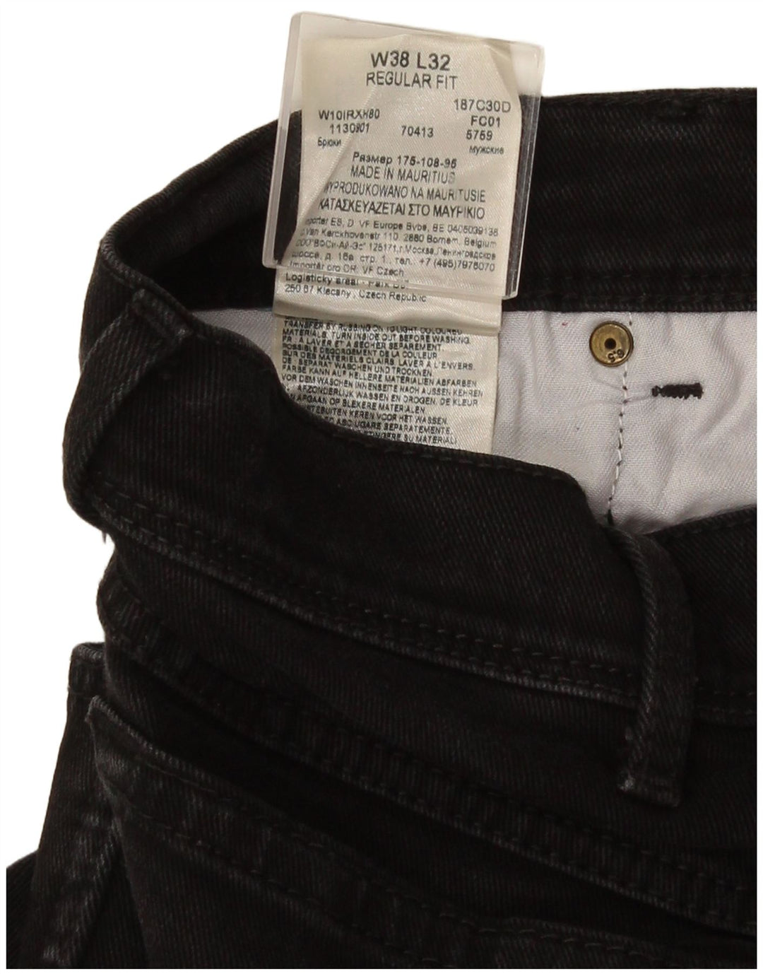 Blugi drepti Wrangler pentru bărbați, cu ajustare normală, W38 L32, bumbac negru