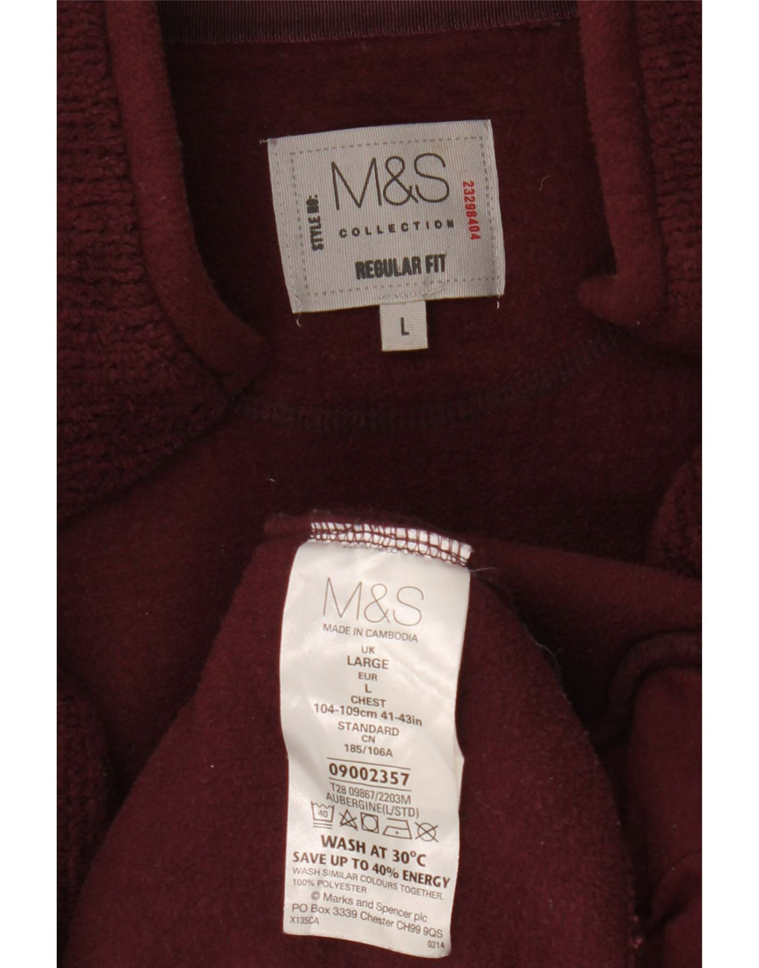 Jachetă de trening Marks & Spencer pentru bărbați, cu croială obișnuită, mare, burgundă