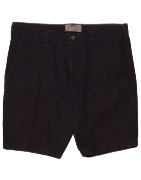 Marks & Spencer Mens Chino Shorts W32 Medium Navy Blue Cotton