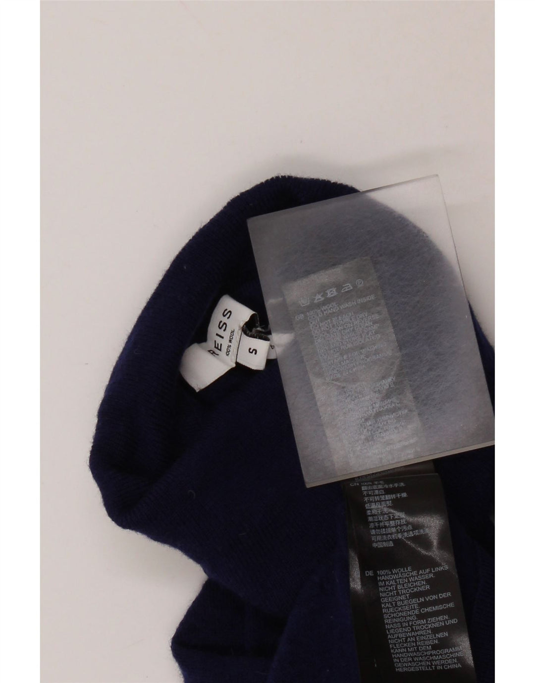 Pulover REISS pentru femei cu gât rulat, UK 8, lână, bleumarin, mic