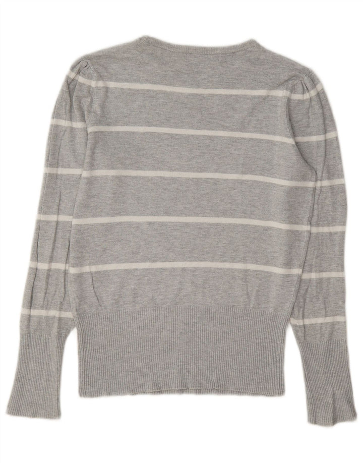 Pulover pentru femei Marks & Spencer cu decolteu triplu UK 8 mic, gri cu dungi