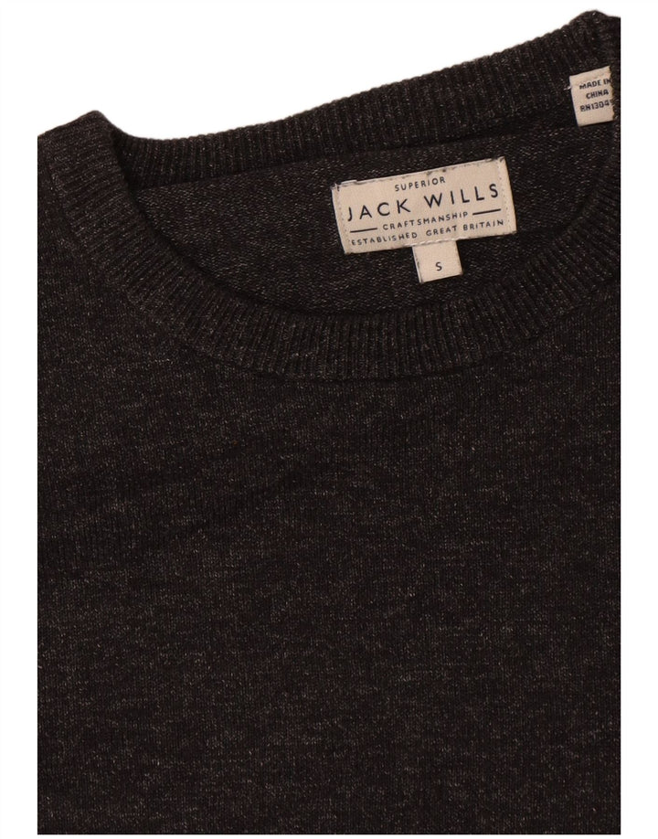 Pulover Jack Wills pentru bărbați cu gât roșu, bumbac mic, gri