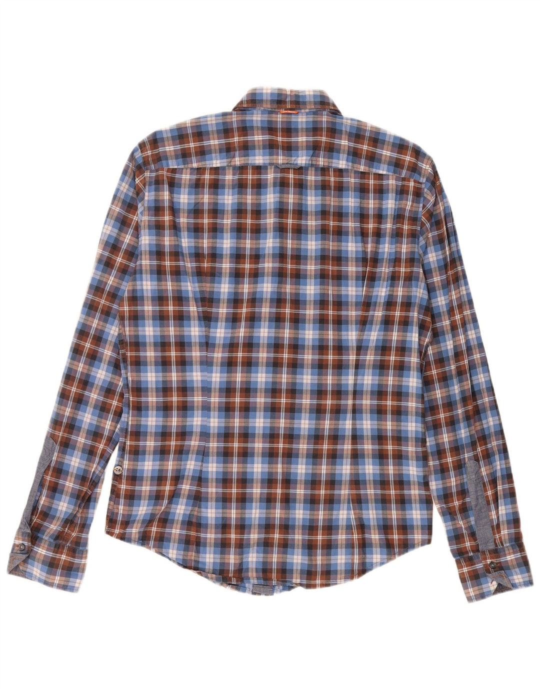 Cămașă pentru bărbați HUGO BOSS, bumbac cu carouri albastru mediu