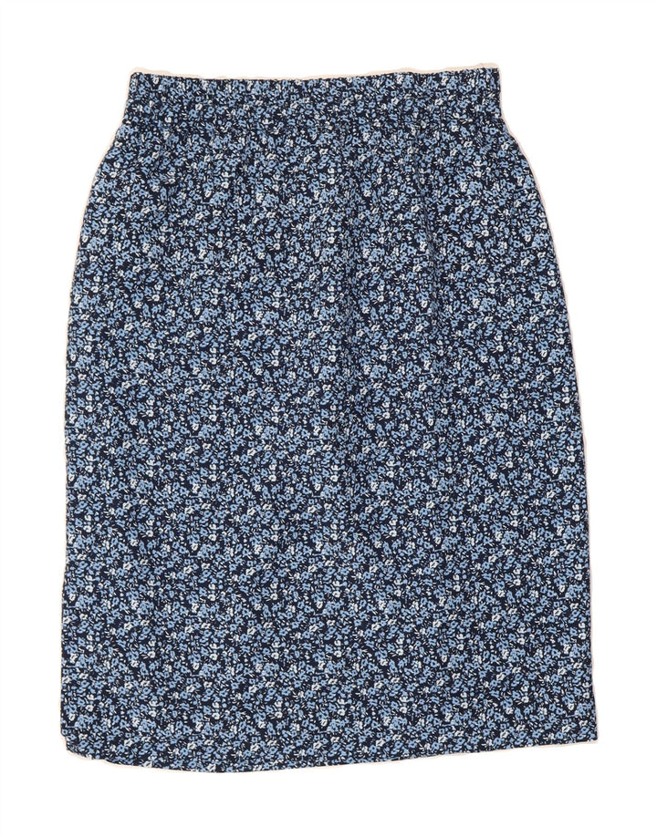J. CREW Womens Pencil Skirt Medium W32  Navy Blue Floral Polyester Vintage J. Crew and Second-Hand J. Crew from Messina Hembry 